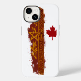 Rustige Rode Esdoorngrens Streep Gouden Ster Desi Case-Mate iPhone 14 Hoesje