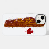 Rustige Rode Esdoorngrens Streep Gouden Ster Desi Case-Mate iPhone Case (Achterkant (horizontaal))