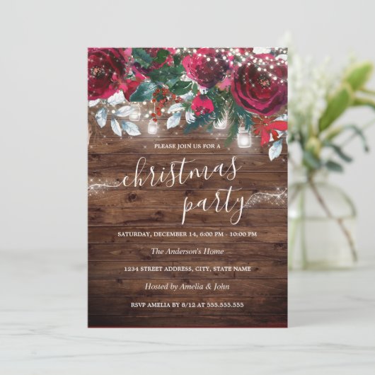 Rustige rode flessen met kerstfeest kaart (Staand voorkant)