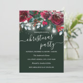 Rustige Rode Floral met kerstfeest Kaart (Staand voorkant)
