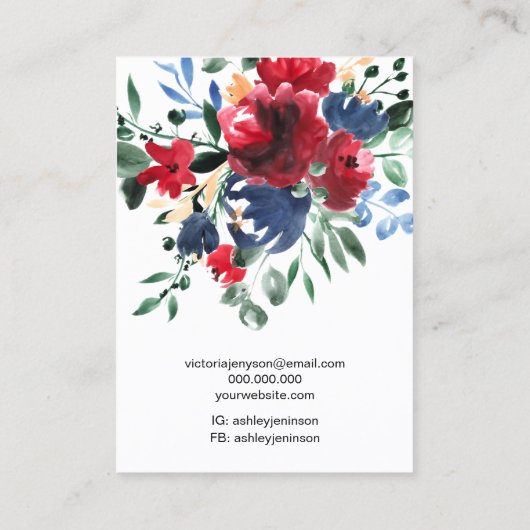 Rustige rode florale logo juwelen die ketting verd visitekaartje (Achterkant)