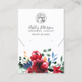 Rustige rode florale logo juwelen die ketting verd visitekaartje (Voorkant)