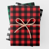 Rustige rode groene en zwarte buffelkerst inpakpapier vel (In situ)