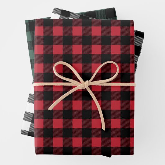 Rustige rode groene en zwarte buffelkerst inpakpapier vel (In situ)