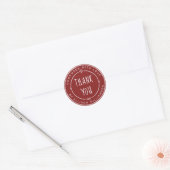 Rustige Rode Handgemaakte Bedankt Ronde Sticker (Envelop)