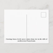 Rustige rode houtsbarrières in een sneeuwwinterscè briefkaart (Achterkant)