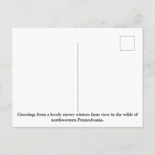 Rustige rode houtsbarrières in een sneeuwwinterscè briefkaart (Achterkant)