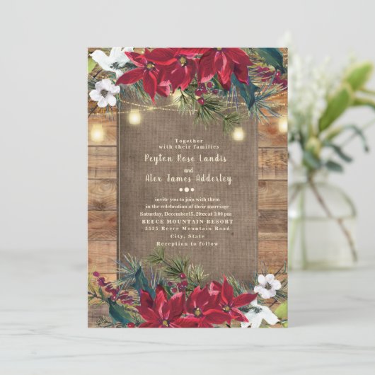 Rustige rode kerstbloemenLicht voor windkle Kaart (Staand voorkant)