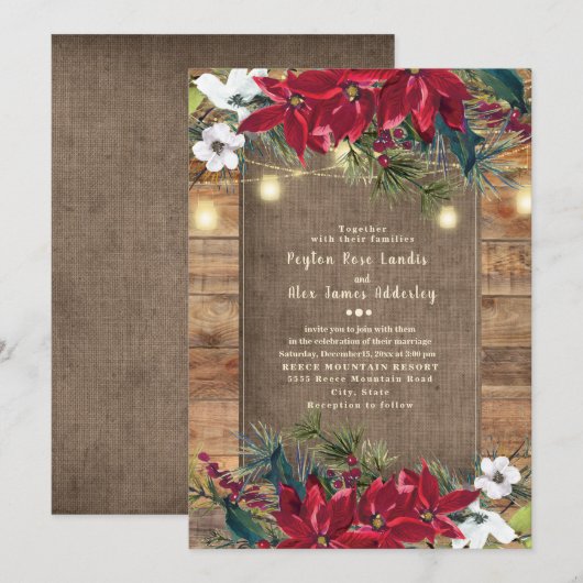 Rustige rode kerstbloemenLicht voor windkle Kaart (Voorkant / Achterkant)