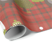 Rustige rode kerstboom en Beer cadeau Cadeaupapier (Rol Hoek)