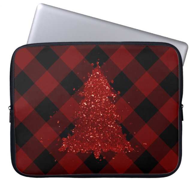 Rustige rode kerstboom Modern Buffalo Pset Laptop Sleeve (Voorkant)