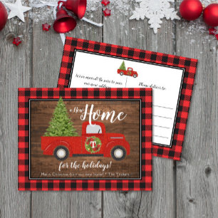 Rustige Rode Kersttruck met houtwout Briefkaart
