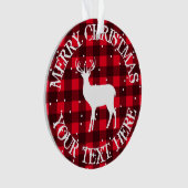 Rustige rode lumberjack buffelhert met kerstmis ornament (voorkant)