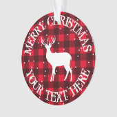 Rustige rode lumberjack buffelhert met kerstmis ornament (voorkant)