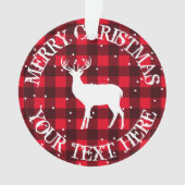 Rustige rode lumberjack buffelhert met kerstmis ornament (voorkant)
