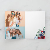 Rustige rode marineflorale waterverf 2 fotoverjaar kaart (Binnen)