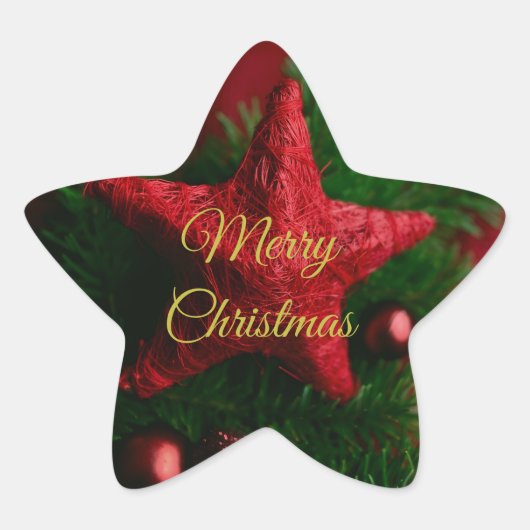 Rustige Rode Mooie Kerstster Sticker  (Voorkant)