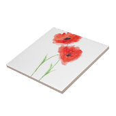 Rustige rode papaverbloemen waterverf papaver tegeltje (Zijkant)