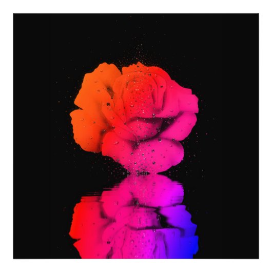 Rustige rode roze Floral Bloom Water Drop Art Foto Afdruk (Voorkant)
