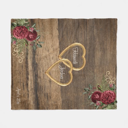Rustige rode rozen gouden Lijsten op maat Fleece Deken (Voorkant (Horizontaal))