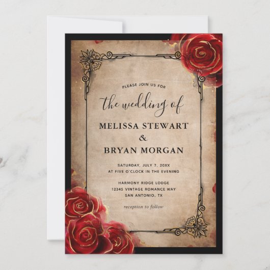 Rustige rode rozenrood bruistocht kaart (Voorkant)