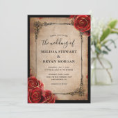 Rustige rode rozenrood  bruistocht kaart (Staand voorkant)