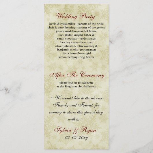 Rustige rode sneeuwvlokken, programmakaart (Achterkant)