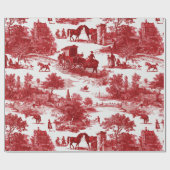 Rustige rode toile met gedetailleerde plattelandst cadeaupapier (Vlak)