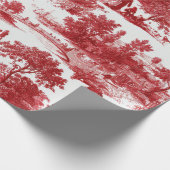 Rustige rode toile met gedetailleerde plattelandst cadeaupapier (Hoek)