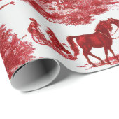 Rustige rode toile met gedetailleerde plattelandst cadeaupapier (Rol Hoek)