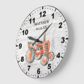Rustige  rode tractor Barn Wood Achtergrond Grote Klok (Hoek)