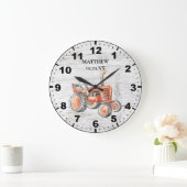 Rustige  rode tractor Barn Wood Achtergrond Grote Klok (Huis)