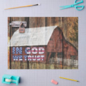 Rustige rode vete schuur met een haas in God.. Tissuepapier (Craft)