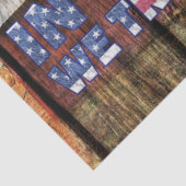 Rustige rode vete schuur met een haas in God.. Tissuepapier (Detail)