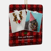 Rustige rode vleksteennevel 2 foto's keramisch ornament (Rechts)