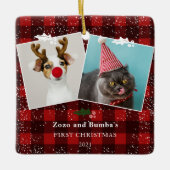 Rustige rode vleksteennevel 2 foto's keramisch ornament (Voorkant)