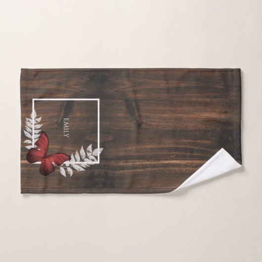 Rustige rode vlinder - Aangepaste set voor handdoe Bad Handdoek (Handdoek)