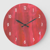 Rustige Rode Waterverf Abstract Grote Klok (Voorkant)
