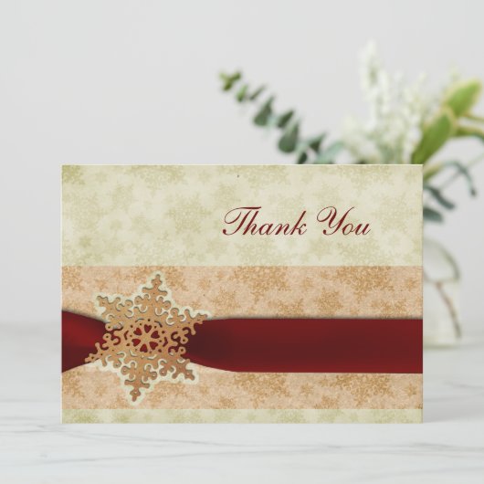 Rustige rode winterbruiloft Dank je Kaart (Staand voorkant)