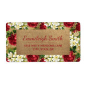 Rustige  Rode Witte Bloemen Kraft Kerstmis Etiket (Voorkant)