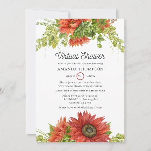 Rustige Rode zonnebloem Virtuele Shower Kaart (Voorkant)