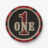 Rustige Rode Zwarte Buffalo, eerste verjaardag Papieren Bordje (Voorkant)