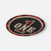 Rustige Rode Zwarte Buffalo, eerste verjaardag Papieren Bordje (Gekanteld)