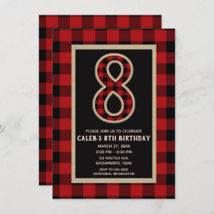 Rustige Rode Zwarte Buffalo geplakt 8e verjaardag Kaart