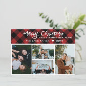 Rustige rode zwarte buffel kerstinklage feestdagenkaart (Staand voorkant)