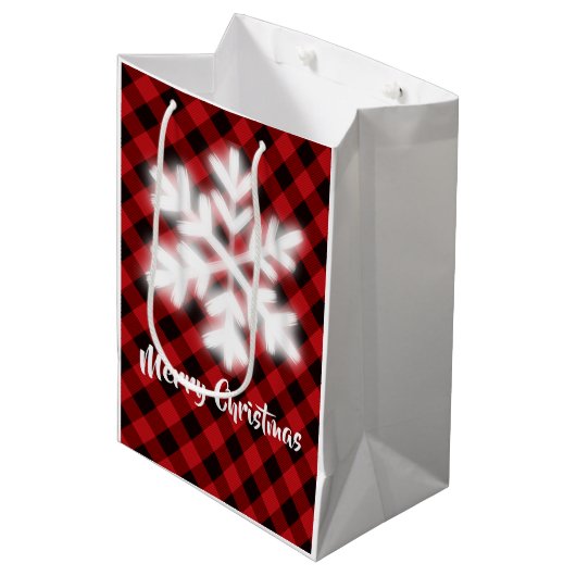 Rustige rode zwarte buffel - sneeuwvlok medium cadeauzakje (Voorkant Gekanteld)