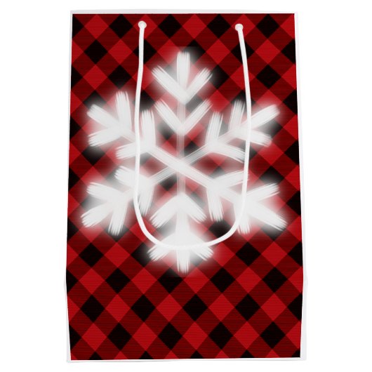 Rustige rode zwarte buffel - sneeuwvlok medium cadeauzakje (Achterkant)