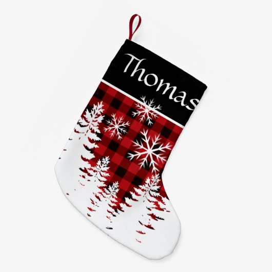 Rustige rode, zwarte buffelvloeistof kleine kerstsok (Voorkant (Hangend))