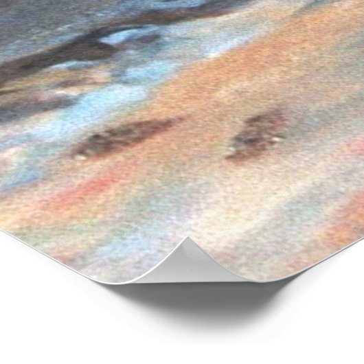 Rustige roeiboten op de kust poster (Hoek)