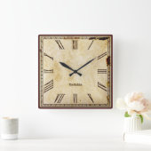 Rustige  Roman Numeral Aged SQ Clock Face Vierkante Klok (Huis)